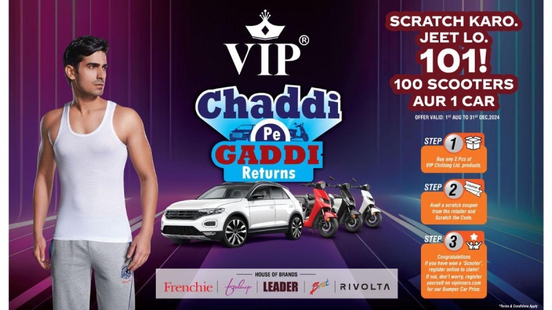 VIP Clothing Ltd. Gives Away 1 Car, 100 Scooters and 1000 Surprise Gifts with the ‘Chaddi Pe Gaddi Returns’ Offer!