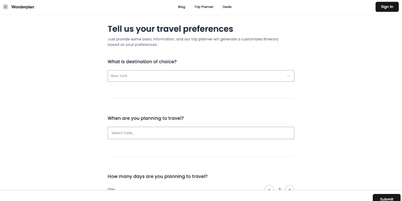Best AI Travel Planners-WonderPlan
