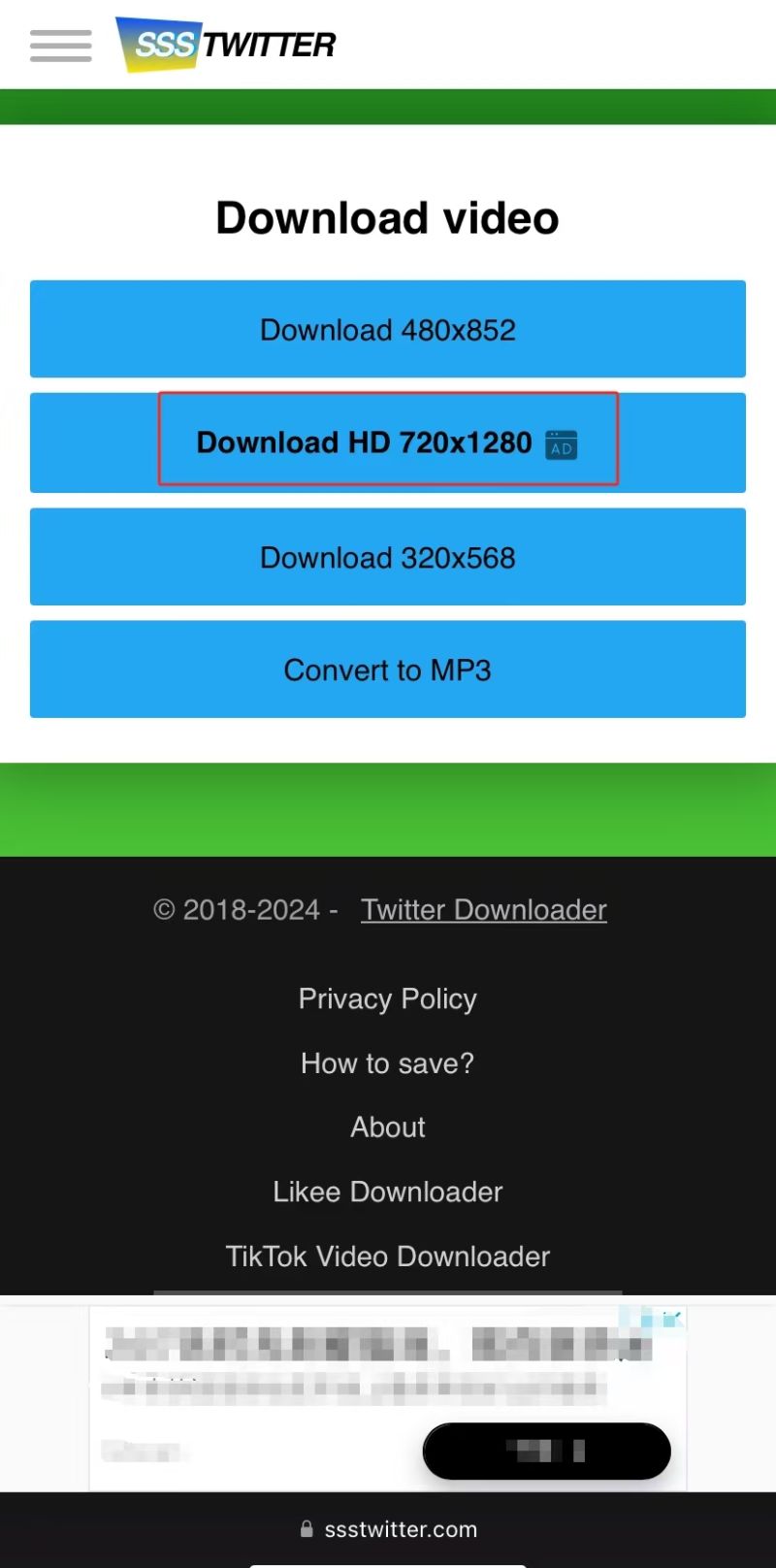 Ways to Cut and Convert Twitter Videos to MP4: Using Mobile Apps: Video Converters for Mobile - SSSTwitter  (iPhone)

